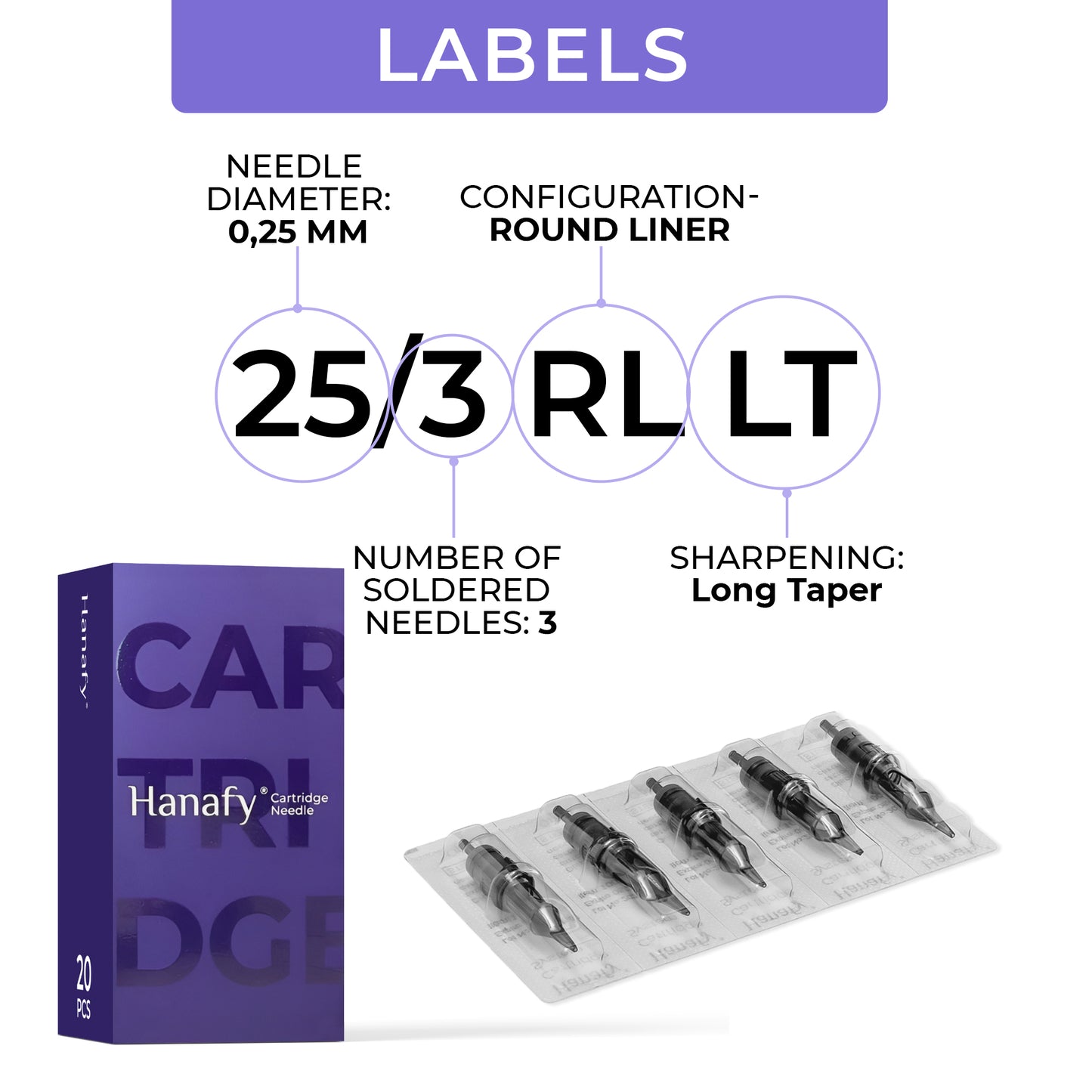 HANAFY 25/3 RLLT Cartridge Kits (20 pcs)