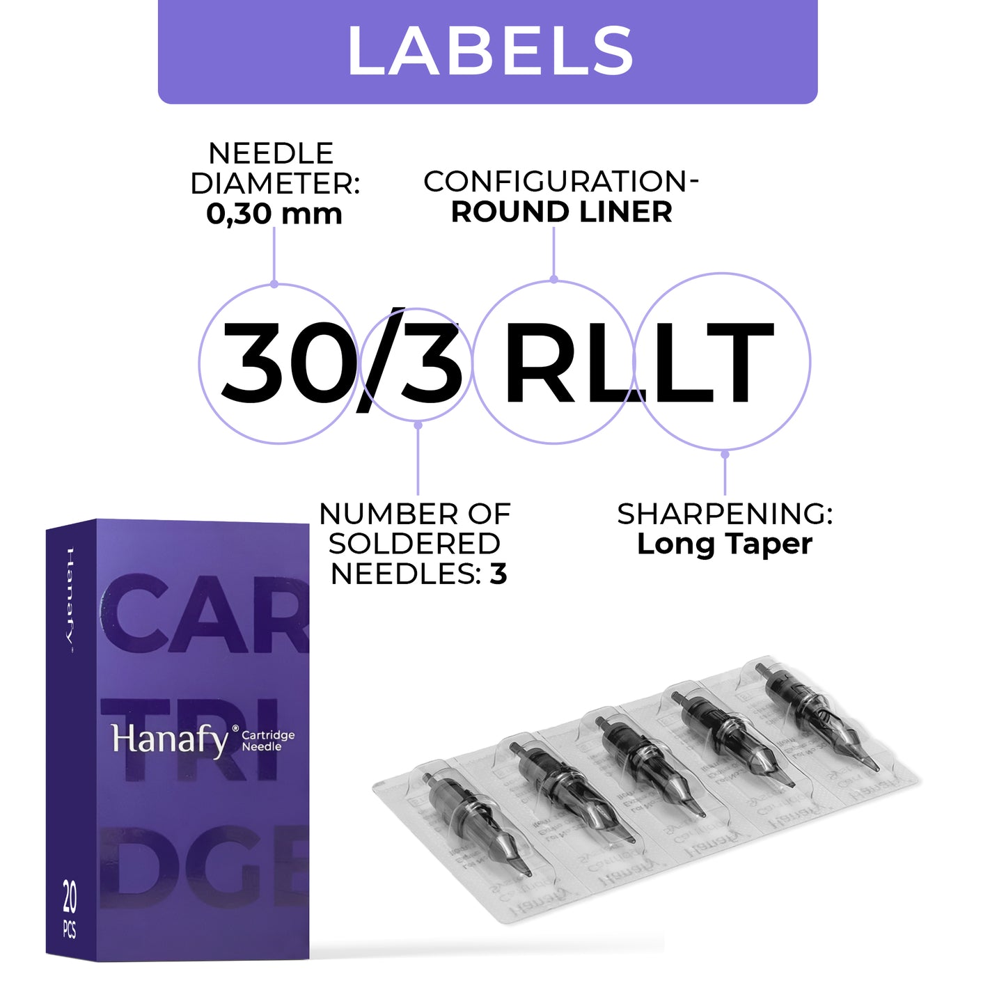 HANAFY 30/3 RLLT Cartridge Kit (20 pcs each)